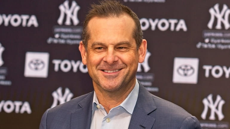 Yankees Manager Aaron Boone at press conference during the New...