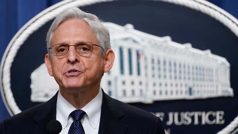 Attorney General Merrick Garland makes a statement Thursday about the...