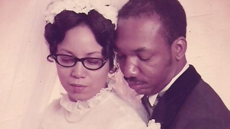 Maurice and Shirley Kemp of Bellport on their wedding day, June...