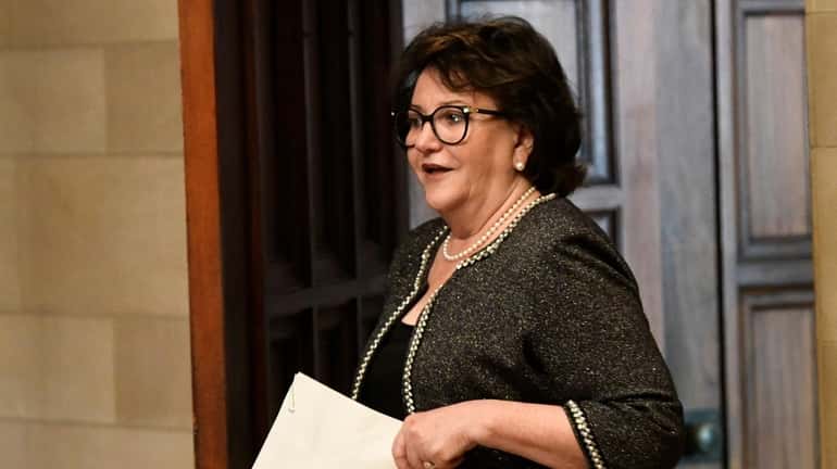 State Education Commissioner MaryEllen Elia arrives Monday at a news...