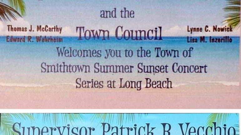 The original sign for Smithtown's concert series, top, and the...