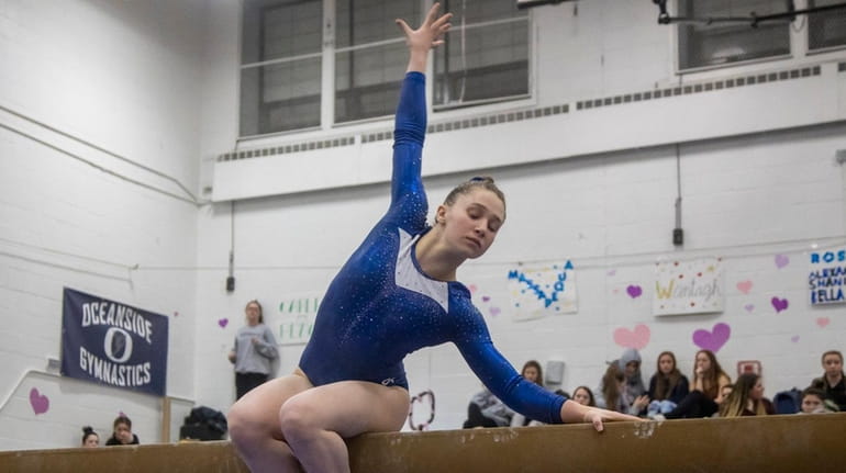 Roslyn's Shani Sirota competes in the Nassau County Gymnastics State...