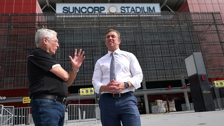 Suncorp Stadium general manager Alan Graham, left, and Queensland state...