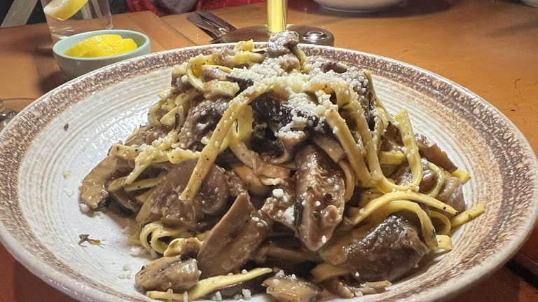 Fettucine with porcini mushroom ragu and truffle oil at Flora's...