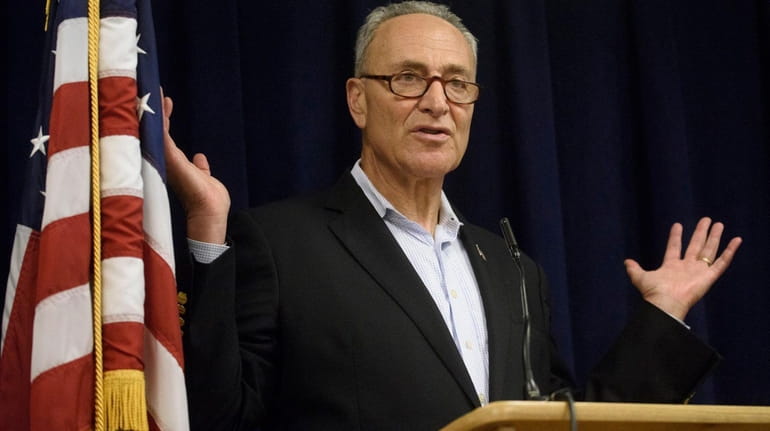 Sen. Chuck Schumer, at a news conference in Manhattan on...