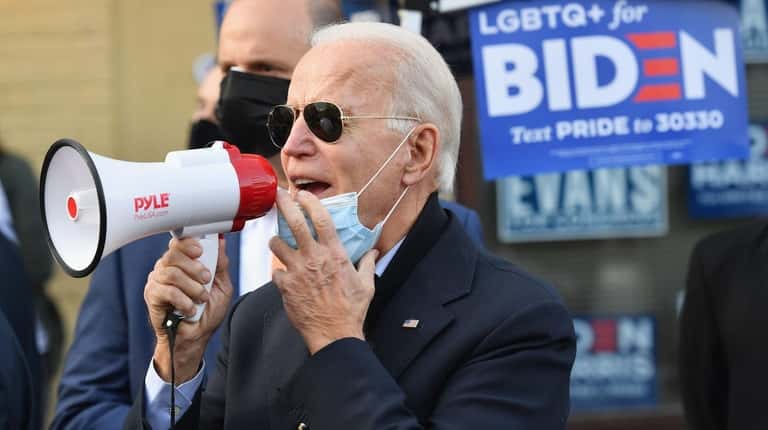 Democratic presidential candidate Joe Biden speaks to supporters in Philadelphia,...
