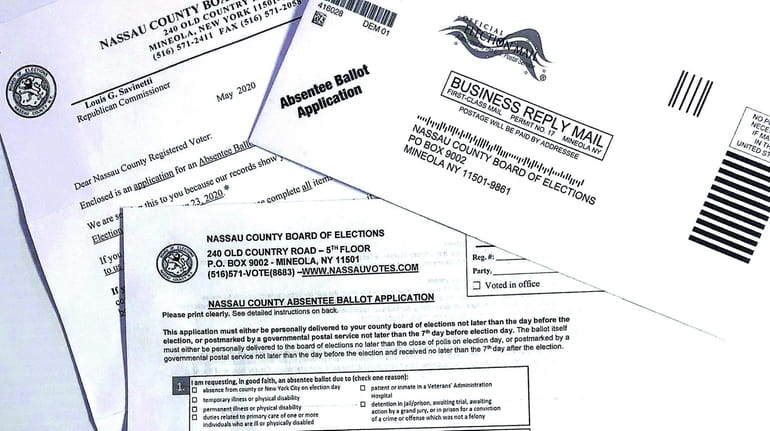The application for an absentee ballot for Nassau County.