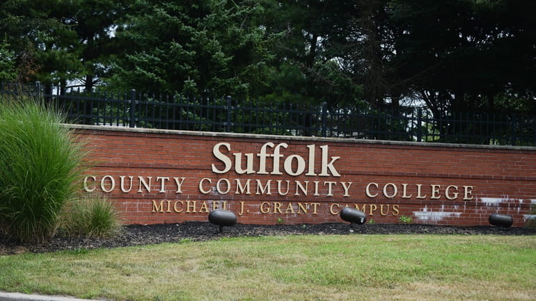A sign at the Michael J. Grant Campus of Suffolk...