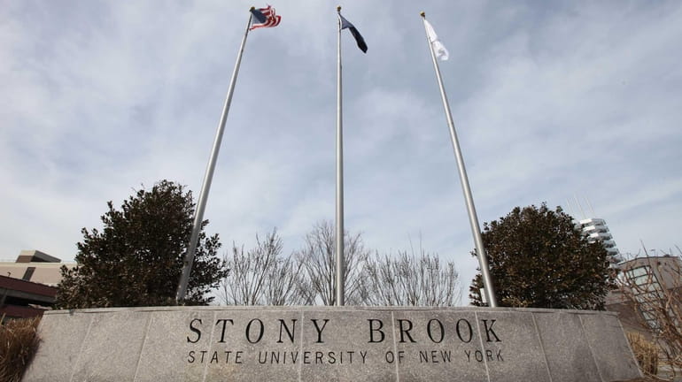 The entrance to the west campus of Stony Brook University...