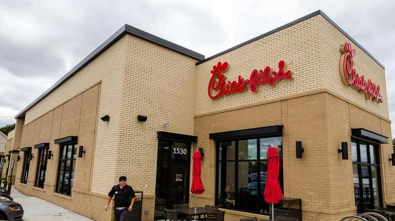 Grand opening of a Chick-Fil-A restaurant on Old Country Road...