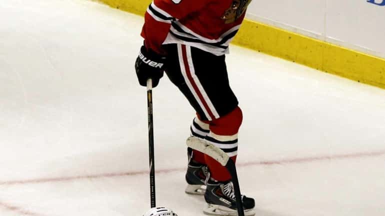 Rangers' Carl Hagelin reacts after scoring a goal as Chicago...