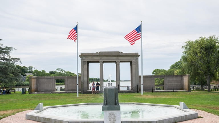 Visit the veterans memorial and fountain at Agawam Park in...