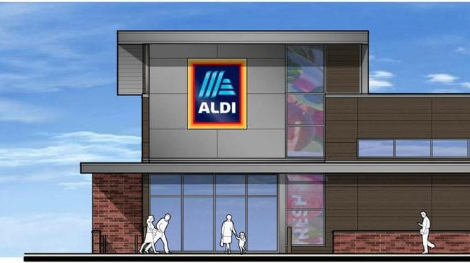 Discount grocer Aldi, seen in this artist's rendering, will be among...