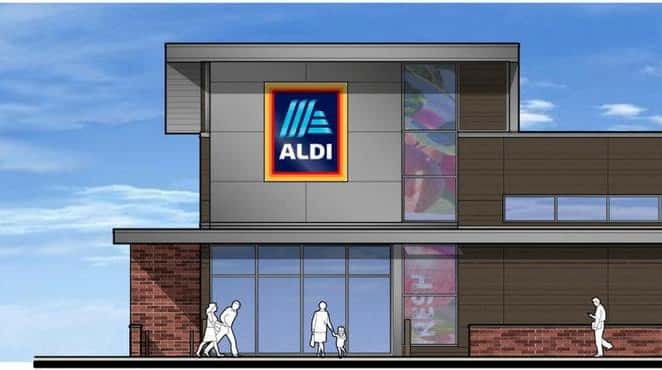 Discount grocer Aldi, seen in this artist's rendering, will be among...