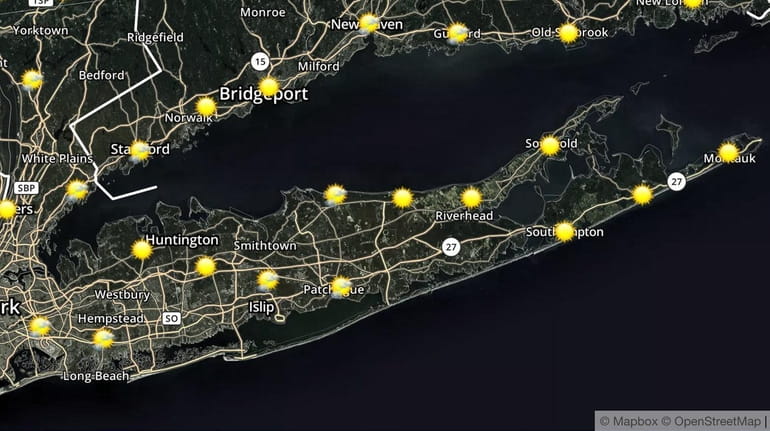 Sunny skies are the rule on Long Island Wednesday, forecasters...