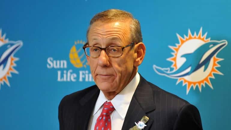 Miami Dolphins owner Stephen Ross talks to the media about...