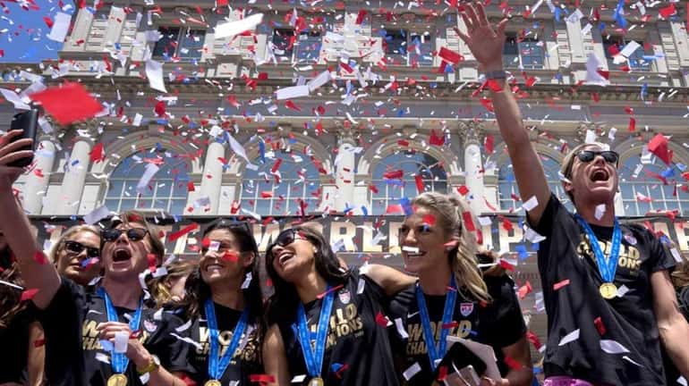 Members of the World Cup champion U.S. Women's Soccer Team...
