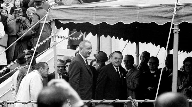 Then-President Lyndon B. Johnson at the opening of New York...