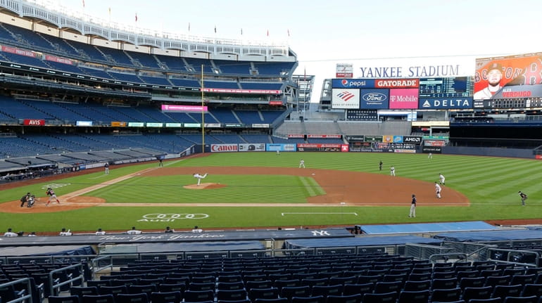 Unlike last year's home opener, we'll get to see fans at Yankee Stadium...