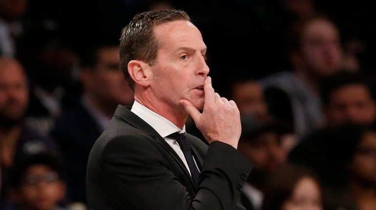Nets head coach Kenny Atkinson looks on in the first...