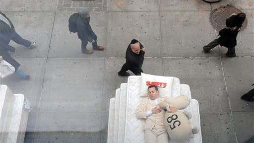 Sleepy's placed a stack of mattresses on Fifth Avenue in...