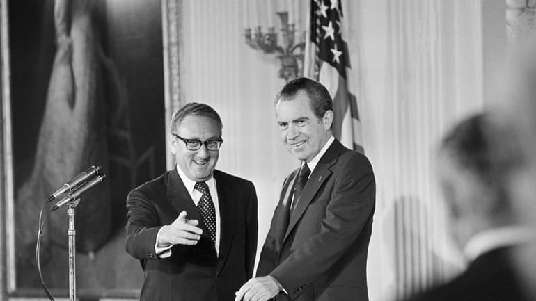 Secretary of State Henry Kissinger, left, with President Richard Nixon...