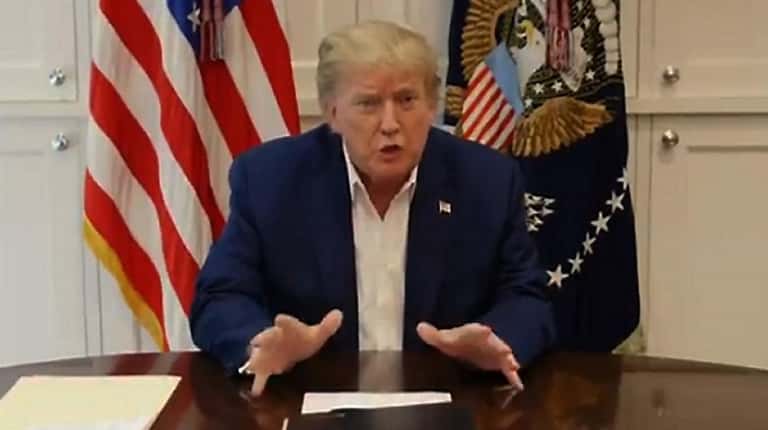 A still image from a Twitter video of President Donald...