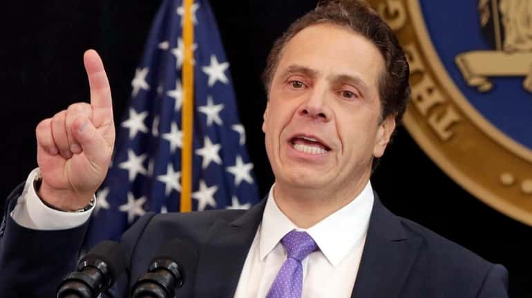 New York Gov. Andrew Cuomo delivers an address in New...