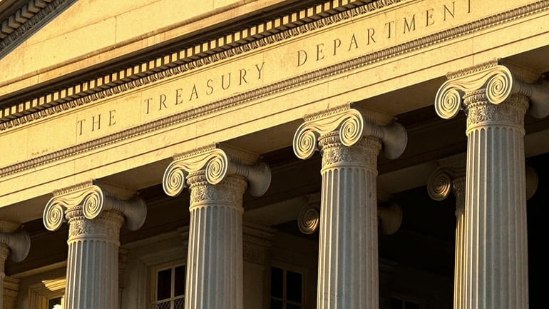 The Treasury Department is seen near sunset in Washington, Jan....