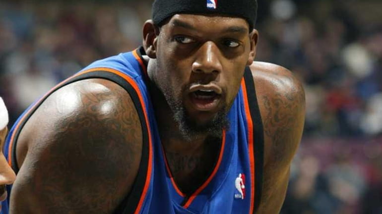 Eddy Curry #34 of the New York Knicks plays against...