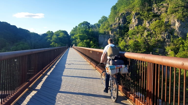 A rider on the Empire State Trail with Gotham Bicycle Tours. 