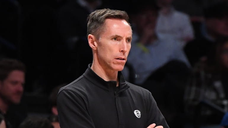 Nets head coach Steve Nash looks on in the second...