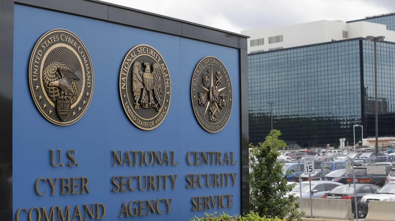 A sign is pictured outside the National Security Agency campus...