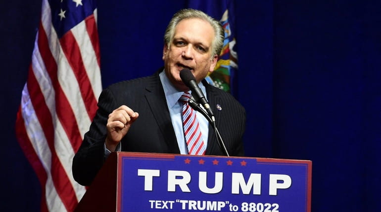 Nassau County Executive Edward Mangano speaks at a rally for...