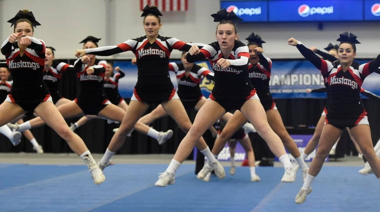 Mount Sinai competes in the Co-Ed Division during the NYSPHSAA Cheerleading...