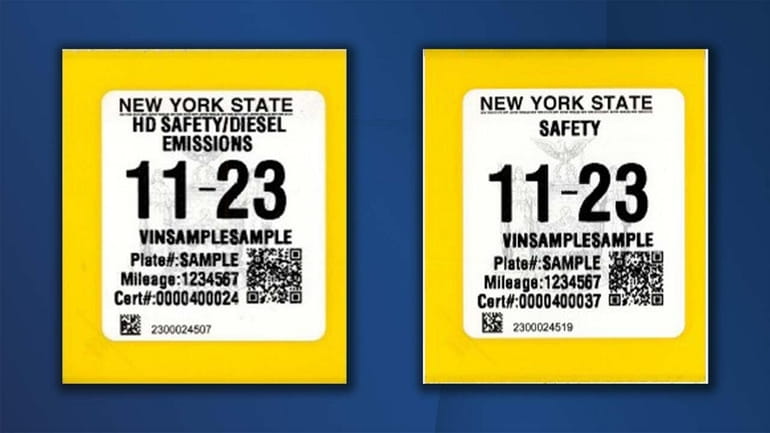 New York State's new print-on-demand vehicle inspection stickers.