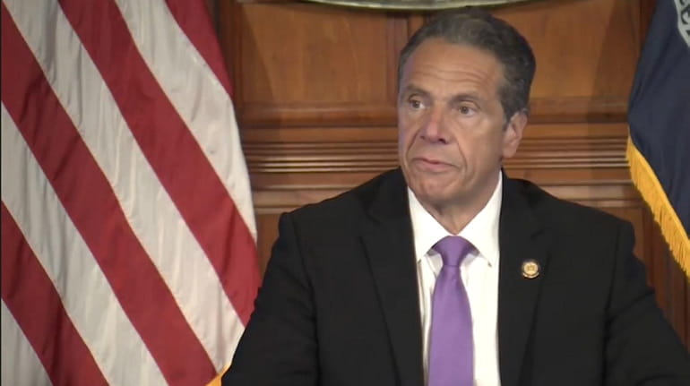Gov. Andrew M. Cuomo, delivering his daily briefing from Albany...
