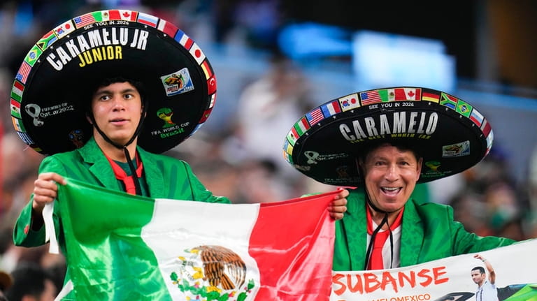 Mexico fans cheer before a CONCACAF Nations League final soccer...