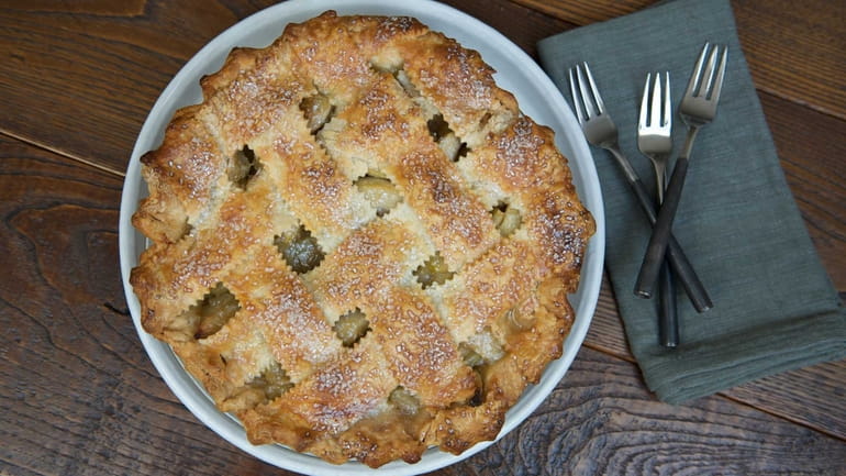Classic lattice-topped Dutch apple pie.