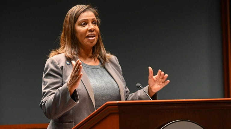 New York Attorney General Letitia James, speaks at the Long...
