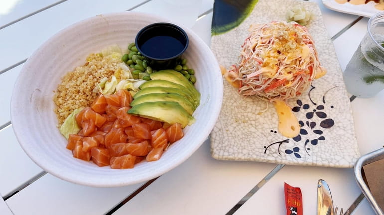 A sushi poke bowl and Miru Mountain at Dive, a new...
