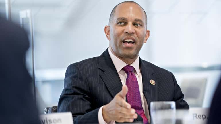 Representative Hakeem Jeffries (D-NY) speaks during an interview in Washington...