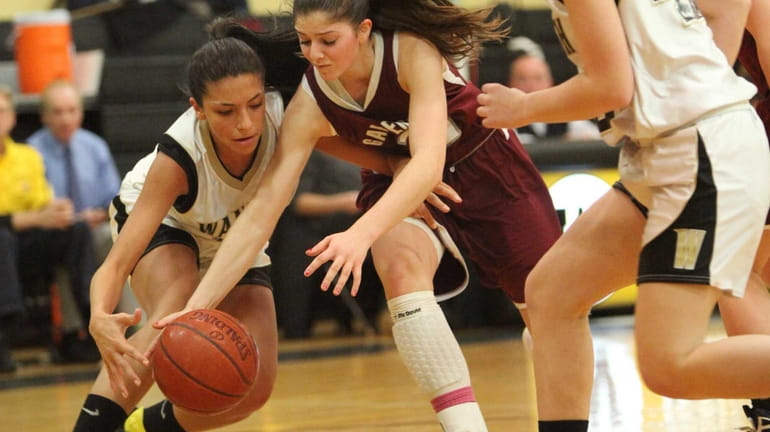 Wantagh's Demi Valenti fights for a loose ball with Garden...