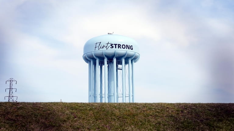 The Flint water tower stands at the City of Flint...