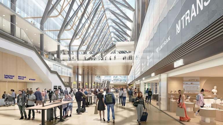 A rendering shows the proposed reconstructed Penn Station.