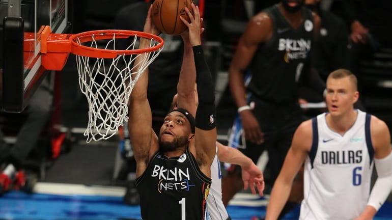 Nets shooting guard Bruce Brown (1) is fouled as he...