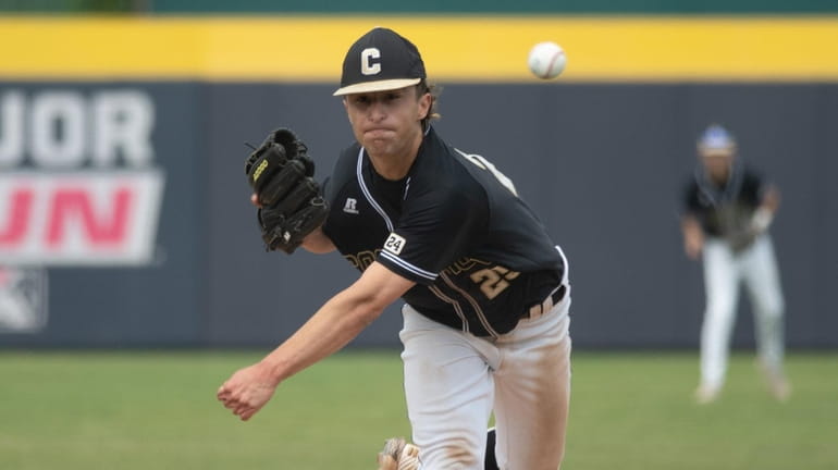 Ryan Krzemienski of Commack during the state class AA baseball...