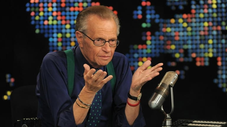 Larry King speaks during Larry King Live: Disaster in the...