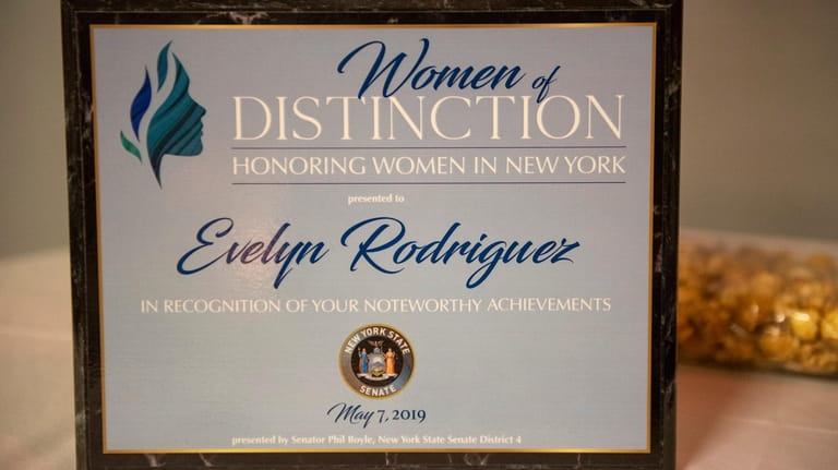 A plaque honoring Evelyn Rodriguez was displayed at the Sept....