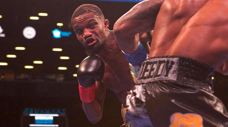 Elmont's Titus Williams fights Cobia Breedy, from Barbados, in an eight-round...
